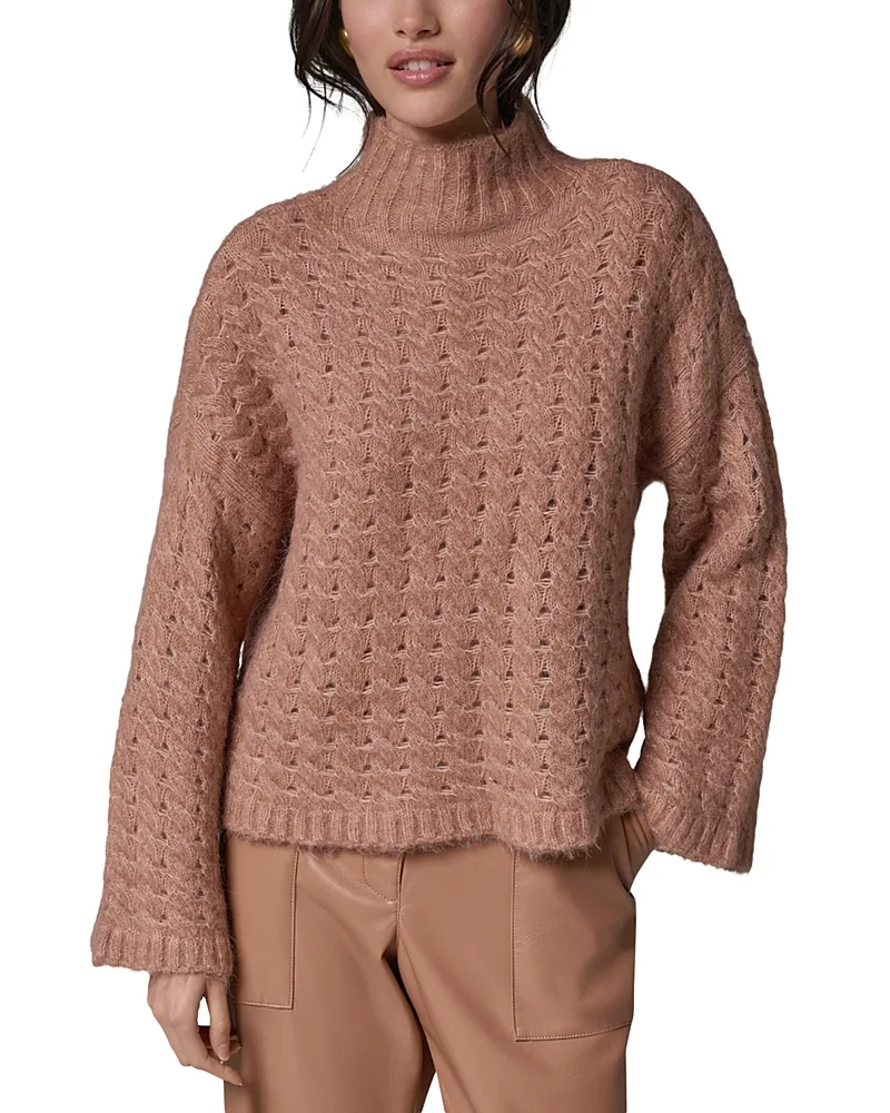 Mock Neck Basketweave Sweater by Donna Karan New York
