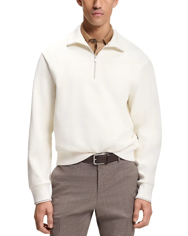 C-Seidler Quarter Zip Cotton Sweatshirt by Boss