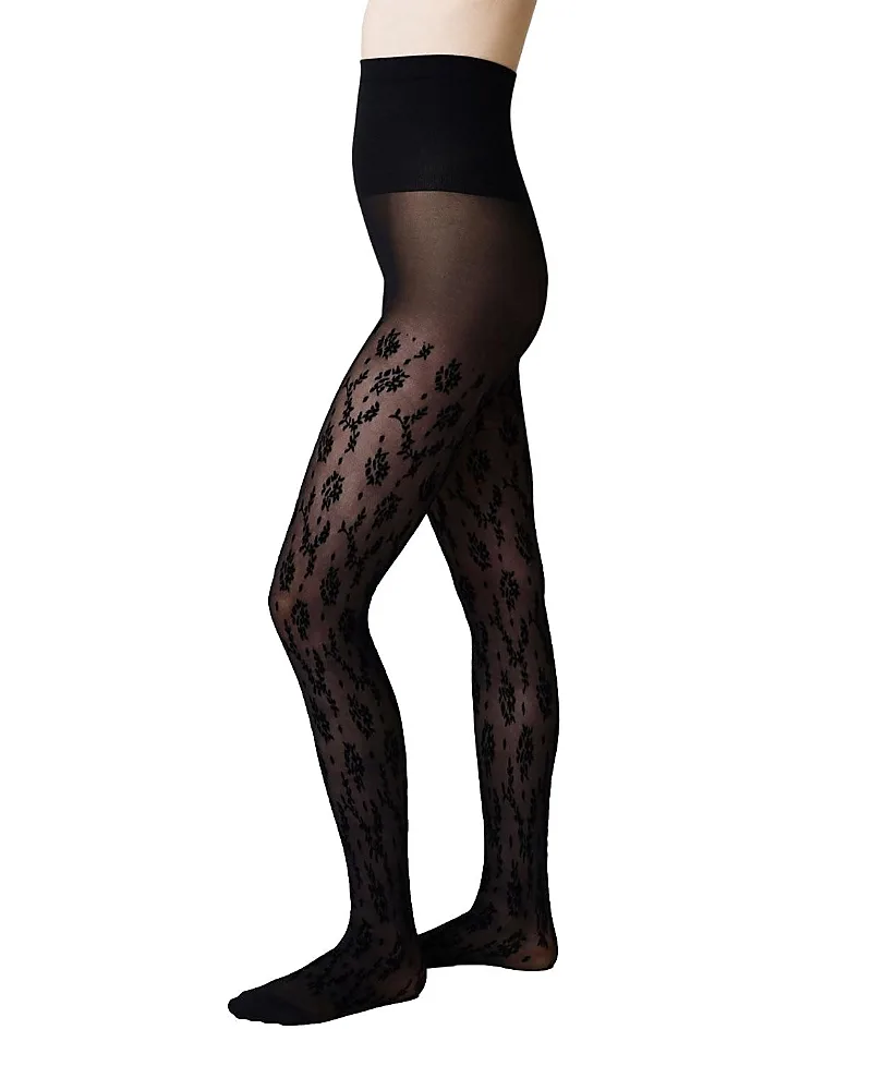 Magnolia Flocked Tights by Swedish Stockings