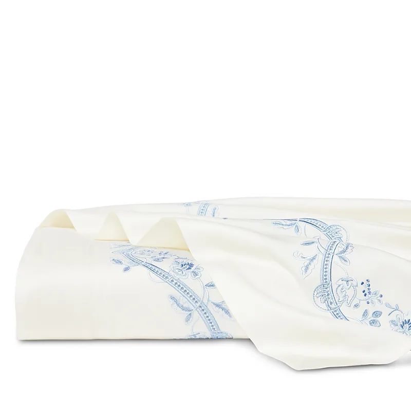 Sferra x Scalamandre Isabella Embroidered Sateen Flat Sheet, Twin by Sferra