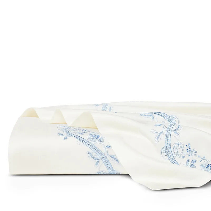 Sferra x Scalamandre Isabella Embroidered Sateen Flat Sheet, King by Sferra