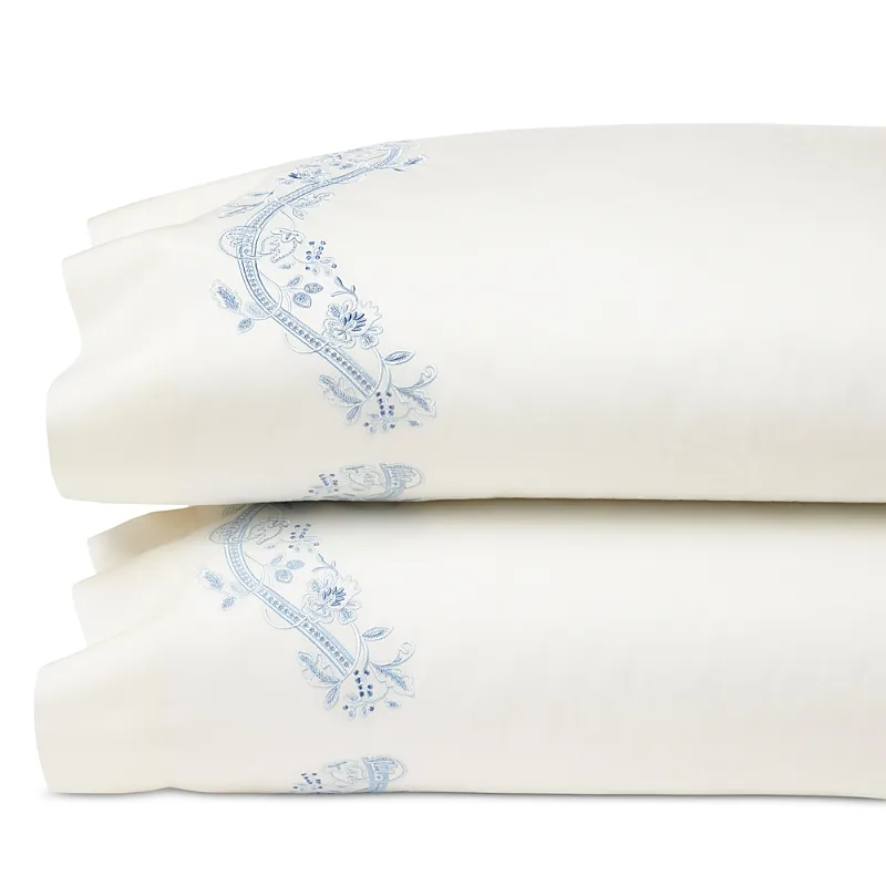 Sferra x Scalamandre Isabella Embroidered Sateen Pillowcase Pair, King by Sferra