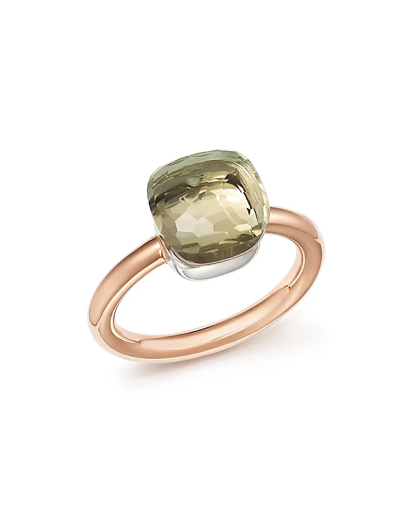 Nudo Classic Ring with Prasiolite in 18K Rose and White Gold by Pomellato