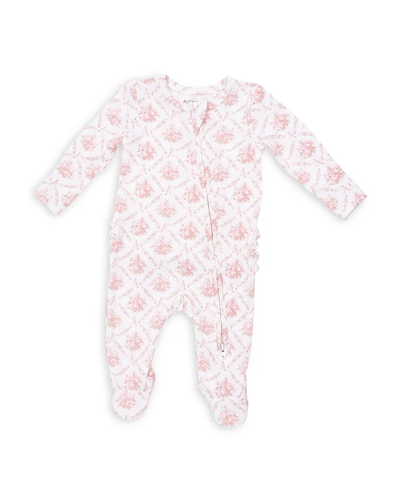 Rose Bows Lattice 2 Way Ruffled Back Zipper Footie by Angel Dear