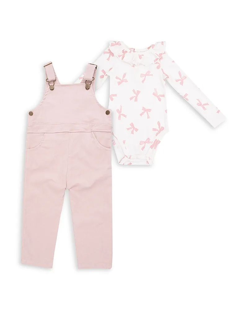 Ruffled Neck Bodysuit & Cord Overalls Set by Angel Dear