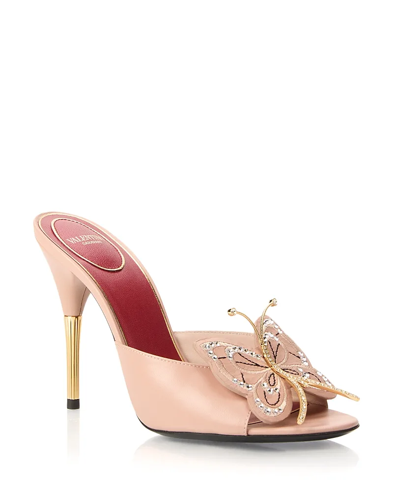 Embellished Leather Slide Sandals by Valentino Garavani