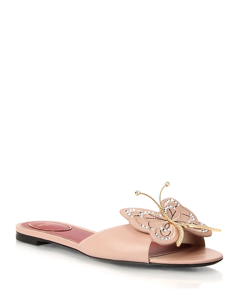 Flutterby Embellished Leather Slide Sandals by Valentino Garavani