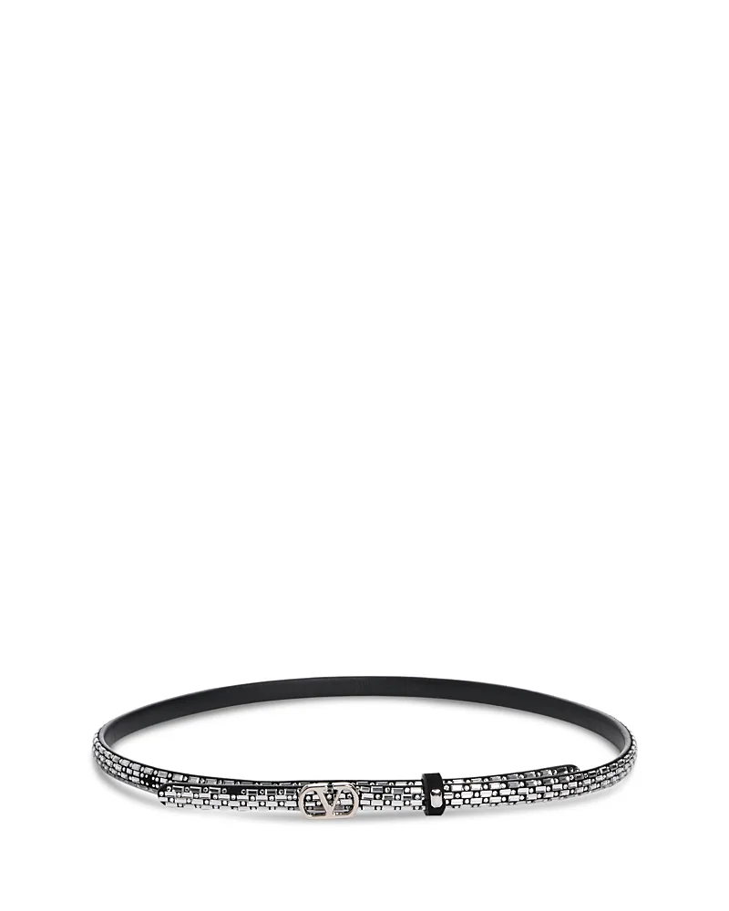 VLogo Embellished Leather Belt by Valentino Garavani