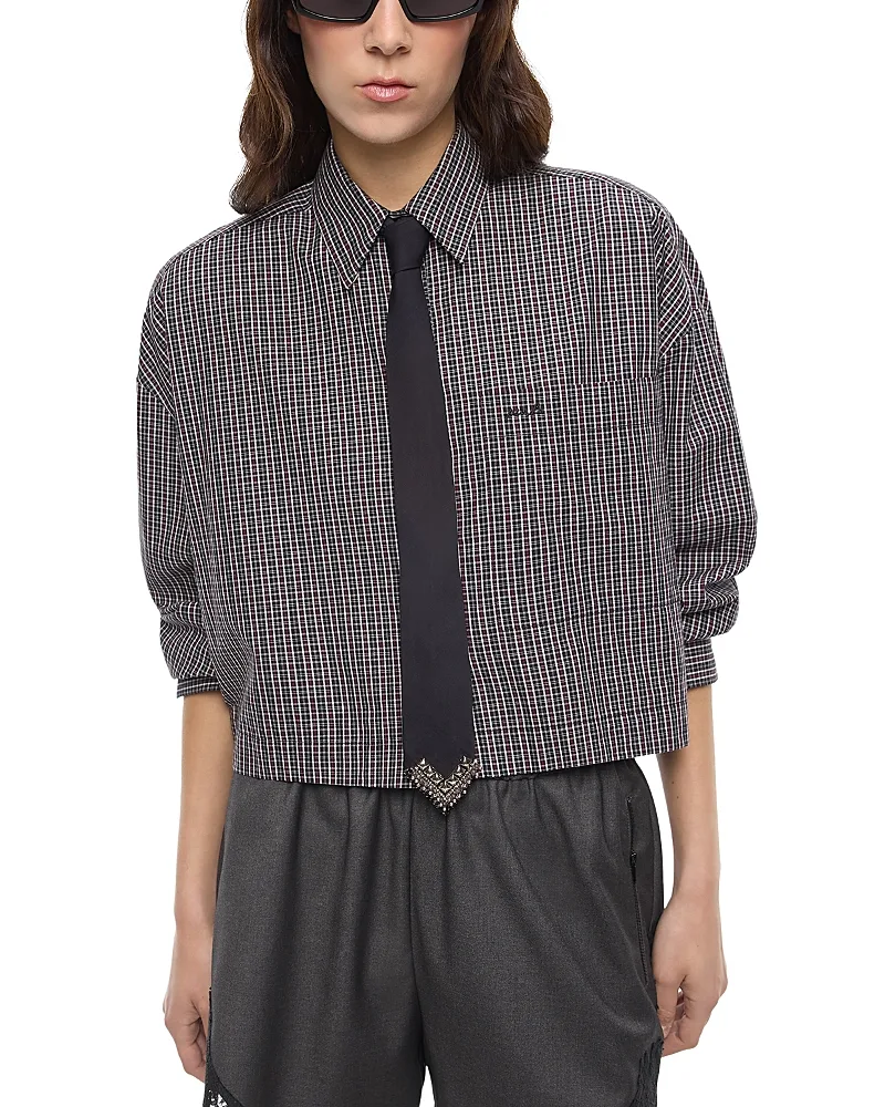 Carlina Cropped Tie Shirt by Pinko