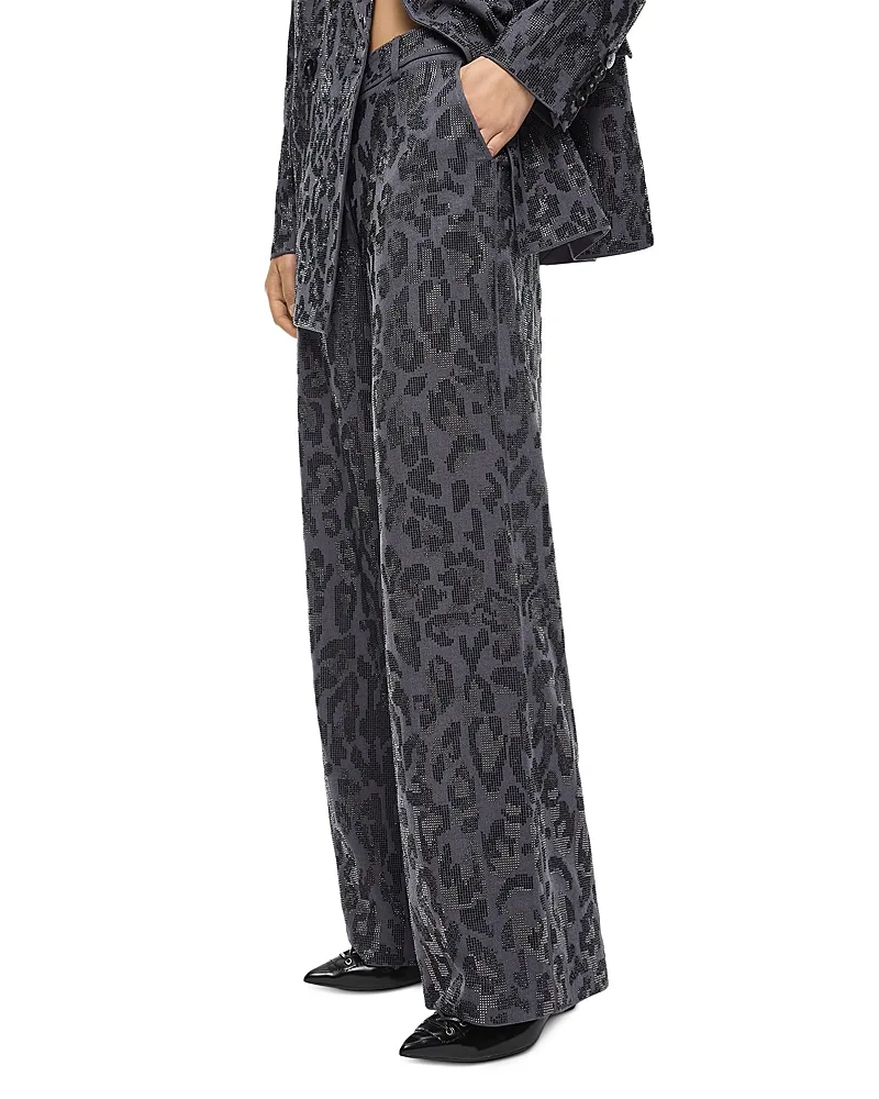Rhinestone Pattern Straight Leg Pants by Pinko