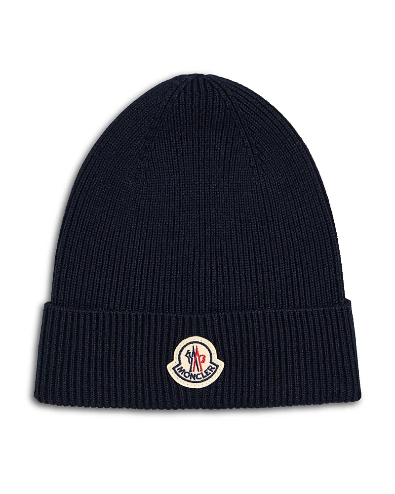 Logo Ribbed Beanie Hat by Moncler