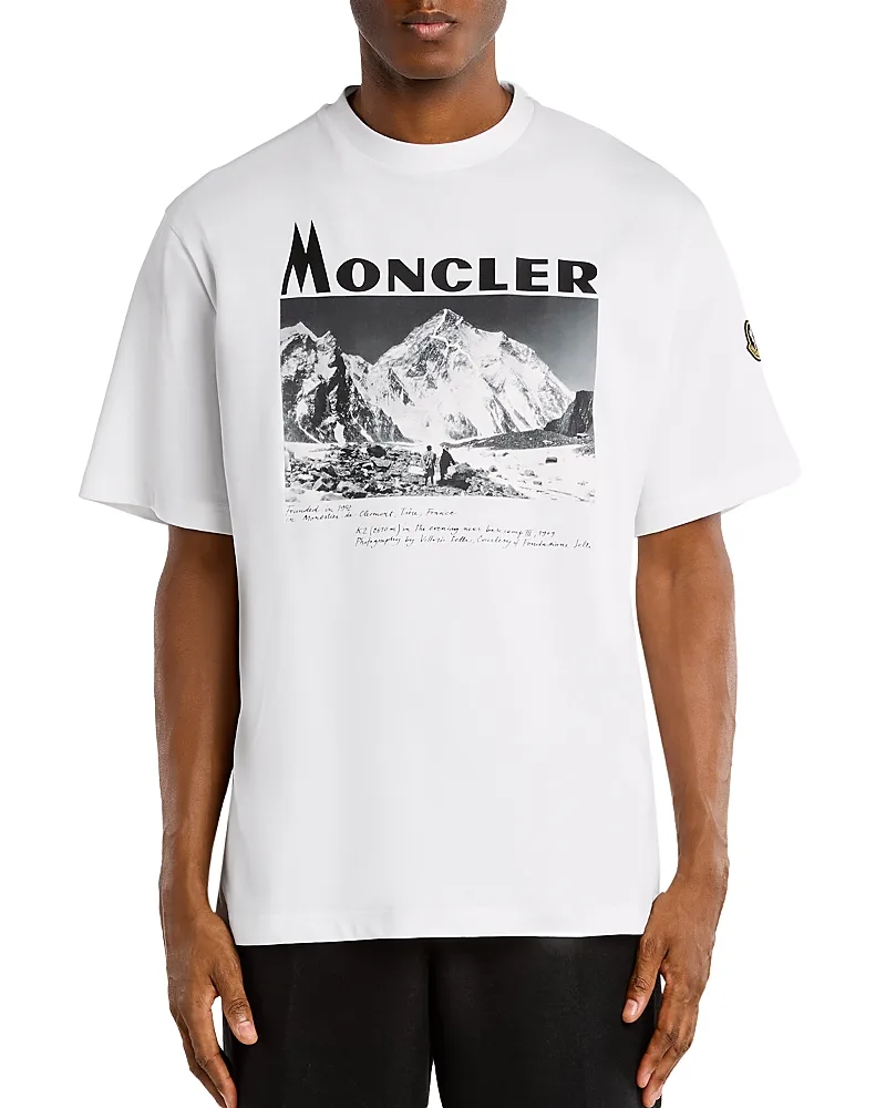 Cotton Photo Print Crewneck T-Shirt by Moncler