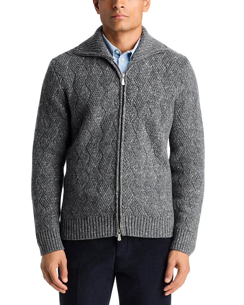 Full Zip Wool Blend Sweater by Eleventy
