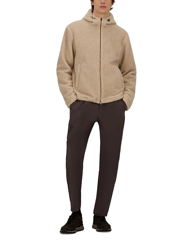 Curly Melange Sherpa Hooded Bomber Jacket