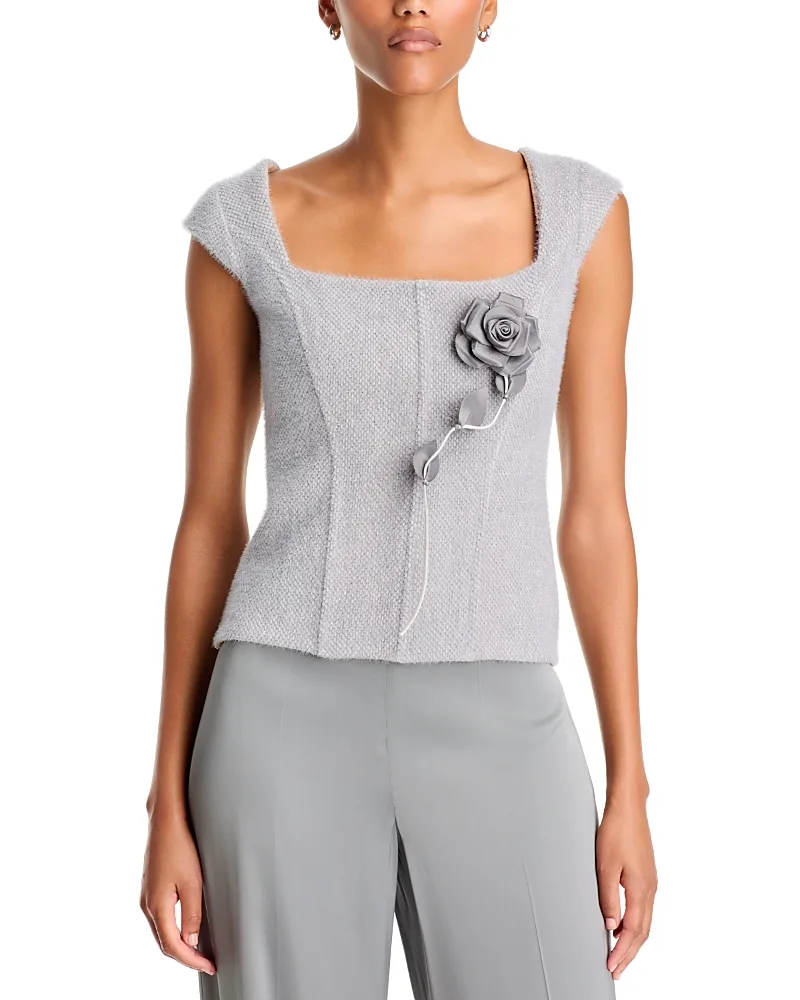 Giuseppe Di Morabito Boucle Bustier with Rose Embellishment by Giuseppe Di Morabito
