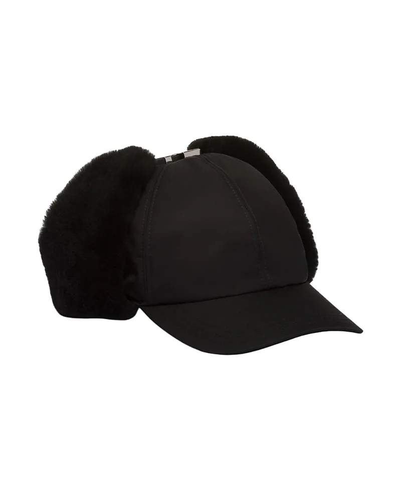 Re-Nylon and Shearling Hat by Prada