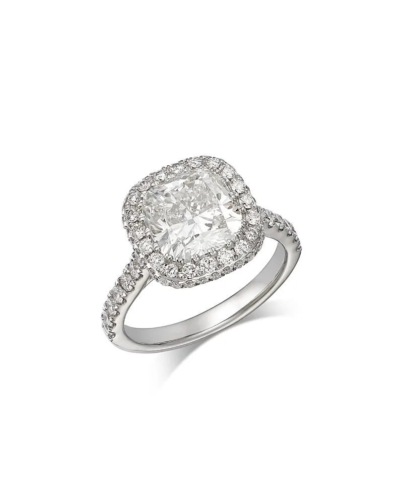 Luxe Collection Certified Lab Grown Diamond Cushion Cut Halo Engagement Ring in 18K White Gold, 4.0 Tcw by Bloomingdales Fine Collection