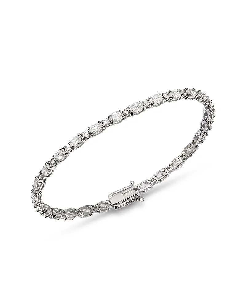 Luxe Collection Certified Lab Grown Diamond Alternating Cut Tennis Bracelet in 14K White Gold, 5.0 Tcw
