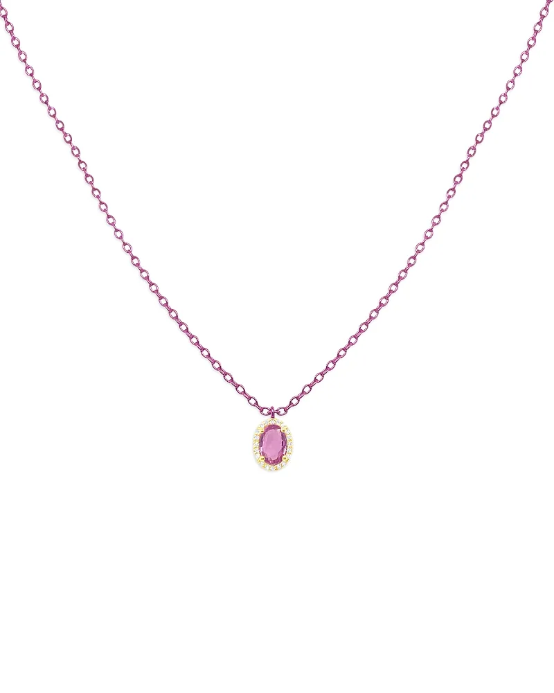 Gold-Plated & Pink Rhodium-Plated Silver Pink Sapphire & Diamond Pendant Necklace, 16-18" by Meira T