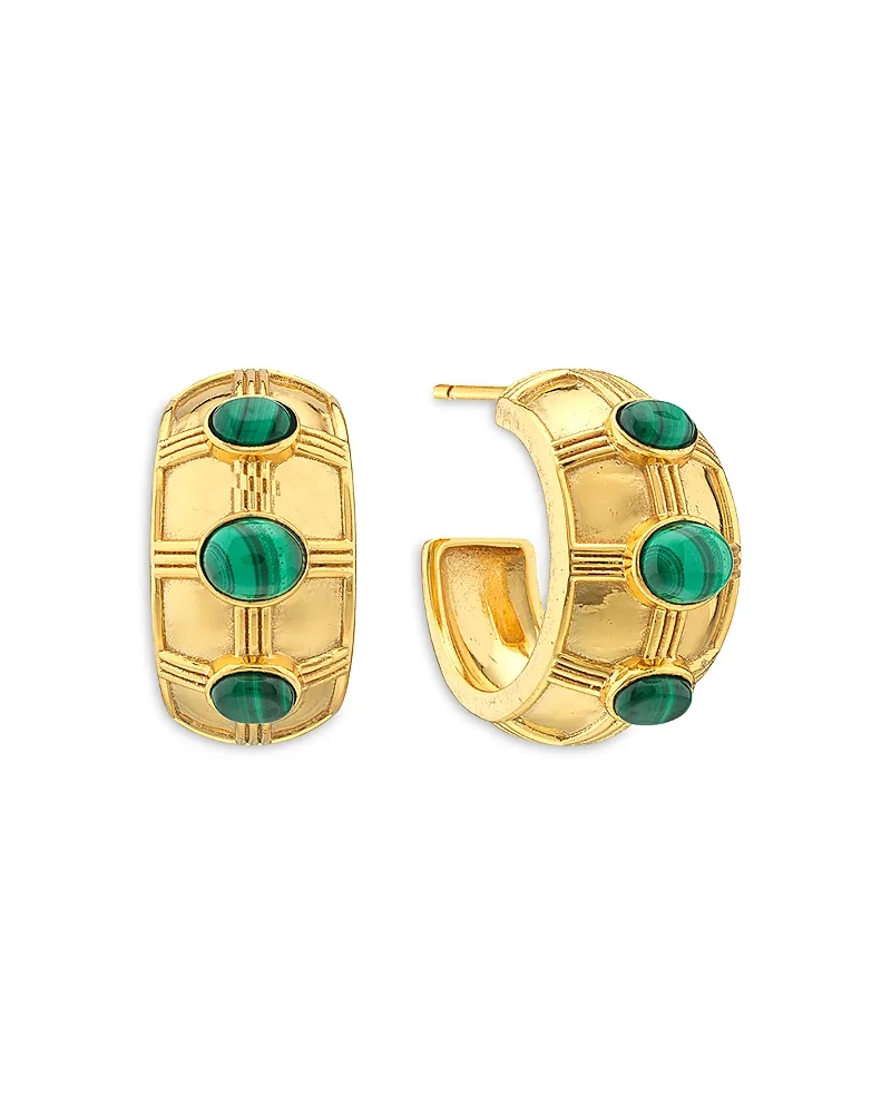 Bold Labradorite Hoop Earrings in 18K Gold Plated