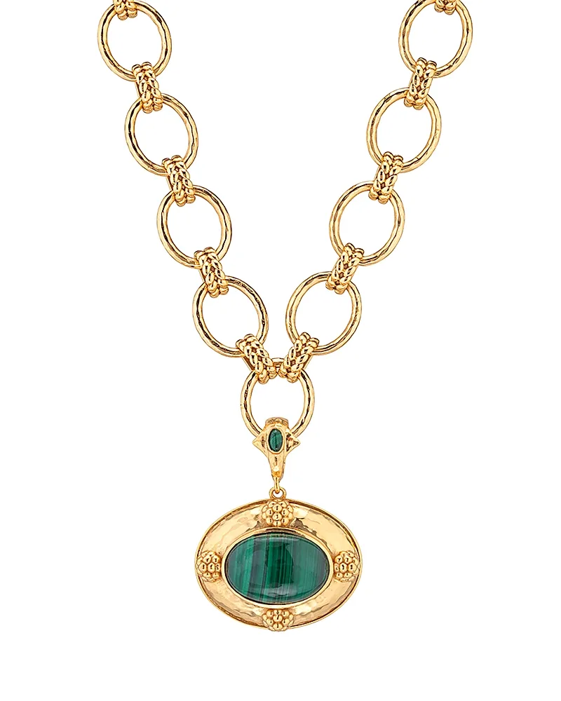 Cleopatra Malachite Removable Pendant Necklace, 16-18