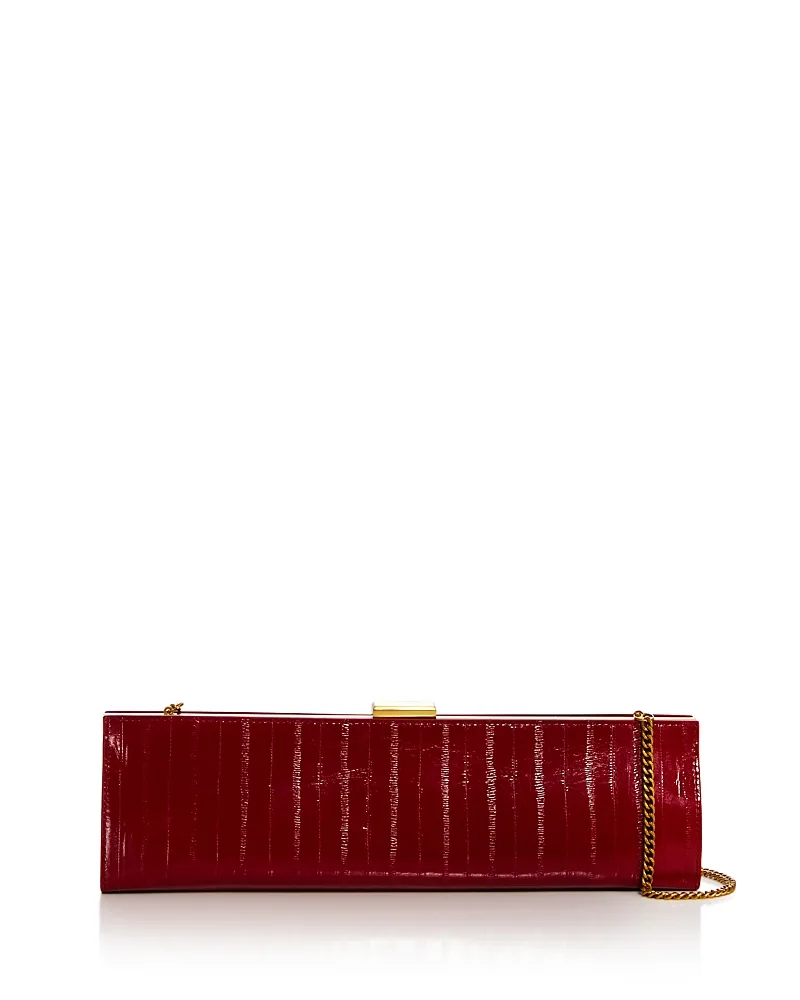 Small Embossed Leather East West Clutch