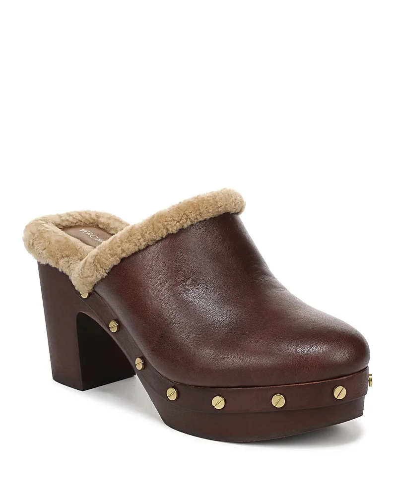 Larken Shearling Lined Leather Clogs by Veronica Beard