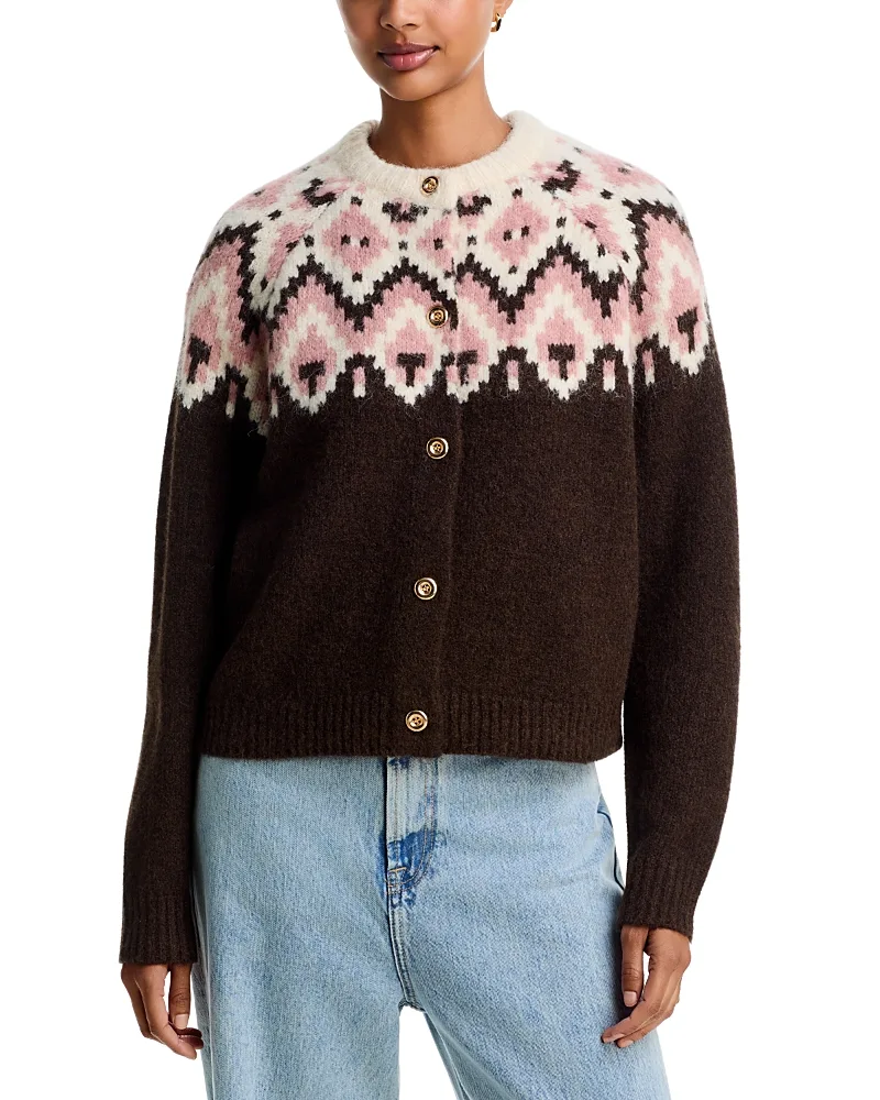 Fair Isle Crewneck Cardigan by AQUA