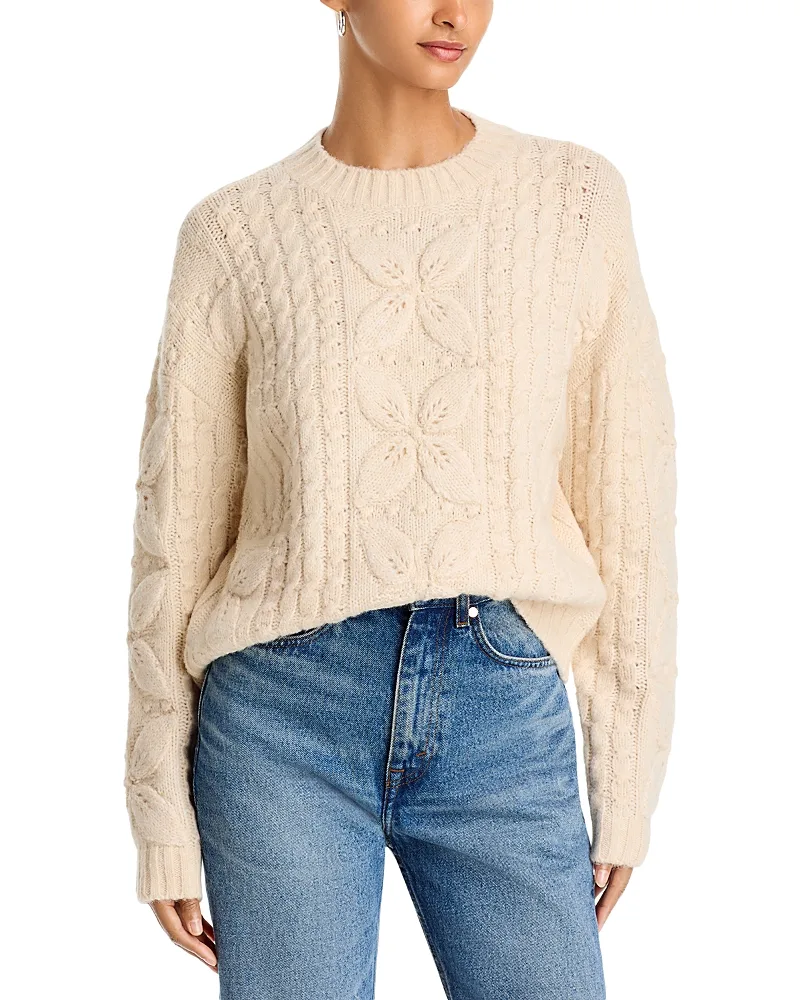Floral Cable Knit Sweater by AQUA