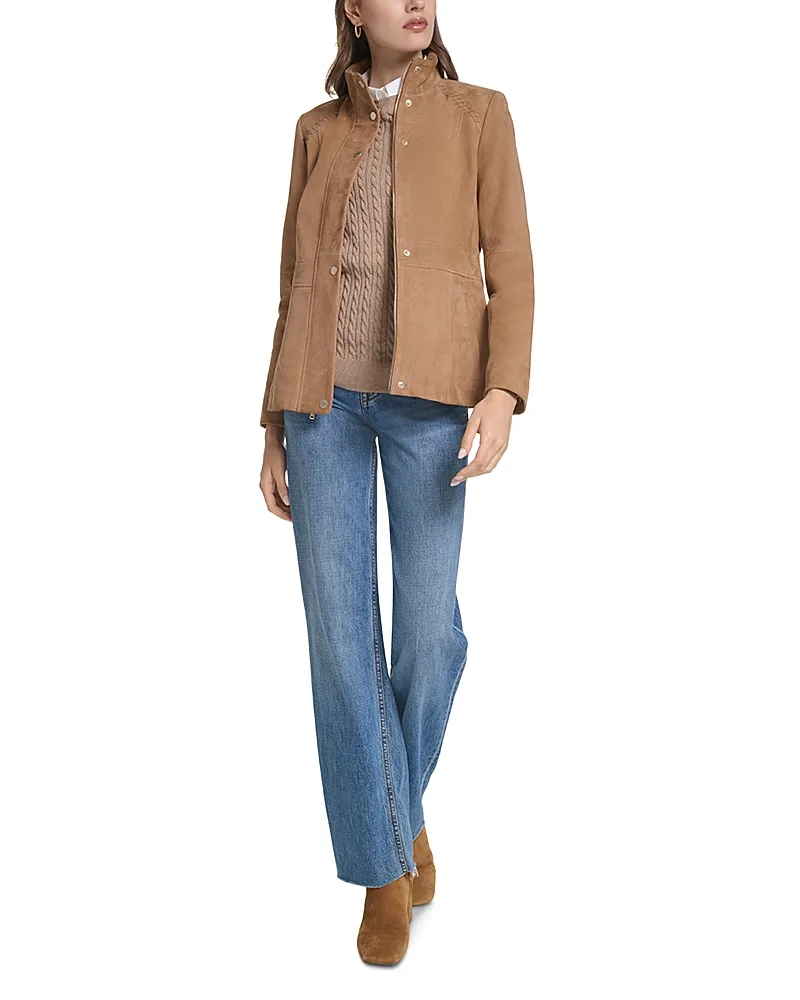Stand Collar Suede Jacket by COLE HAAN