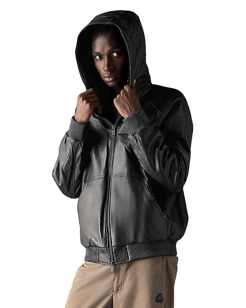 Neo Leather Hooded Jacket by Moose Knuckles