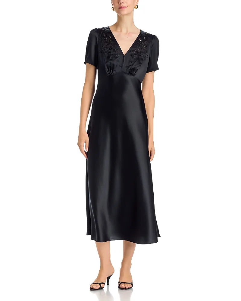 Yammilet Silk Embroidered Midi Dress by Johnny Was