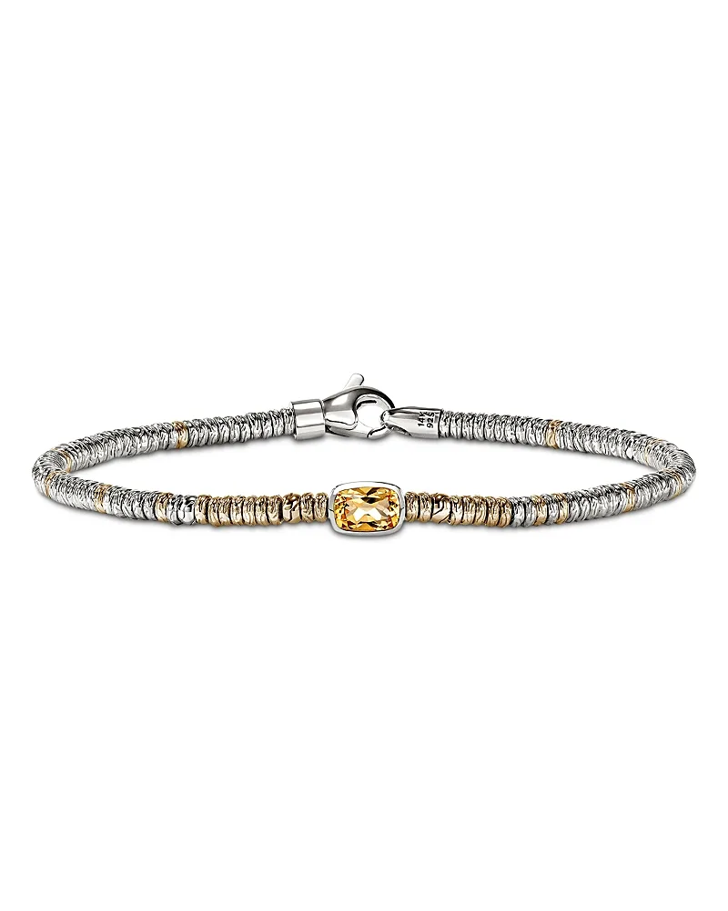 14K Yellow Gold & Sterling Silver Heishi Citrine Bead Bracelet