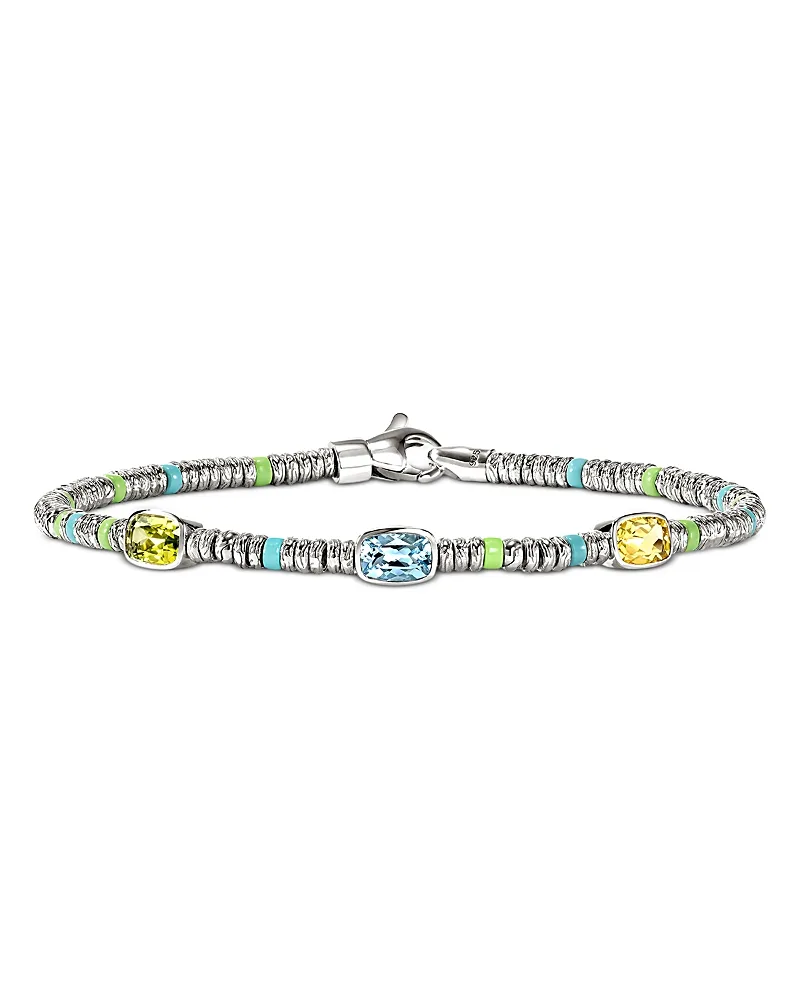 Sterling Silver Heishi Multi Gemstone Bead Bracelet