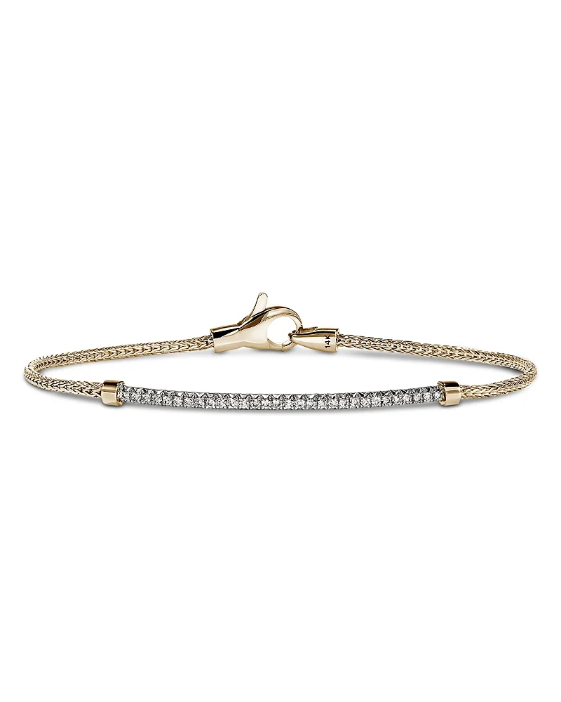 14K Yellow Gold Jh Essentials Diamond Bar Woven Bracelet, 0.25 Tcw