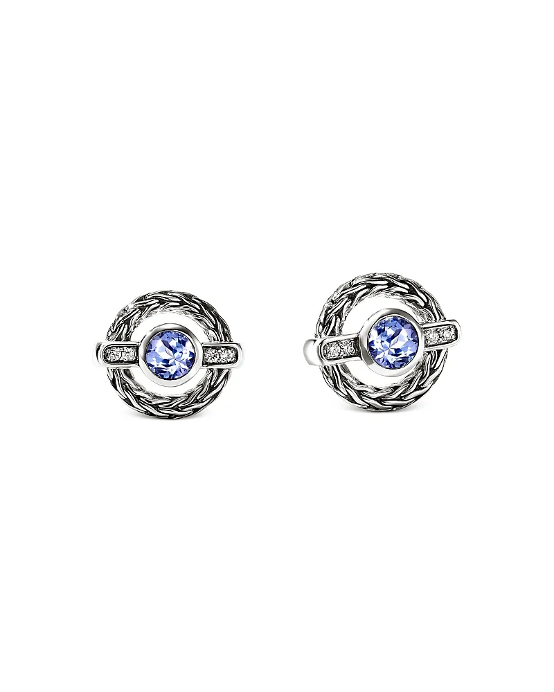 Sterling Silver Icon Tanzanite & Diamond Halo Stud Earrings by John Hardy
