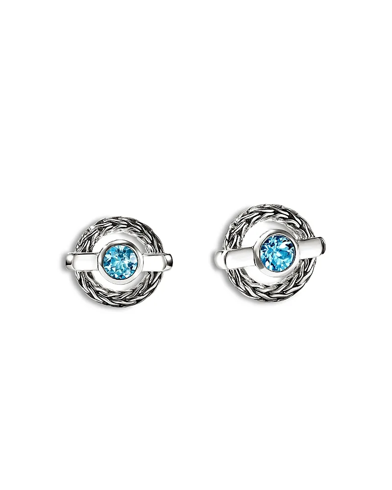 Sterling Silver Icon Swiss Blue Topaz Halo Stud Earrings by John Hardy