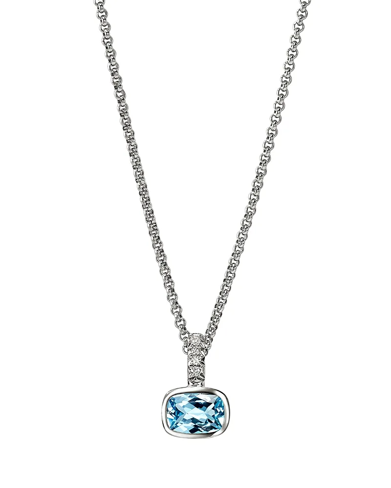 Sterling Silver Heishi Gemstone & Diamond Pendant Necklace, 16-18