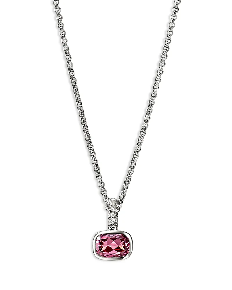 Sterling Silver Heishi Gemstone & Diamond Pendant Necklace, 16-18
