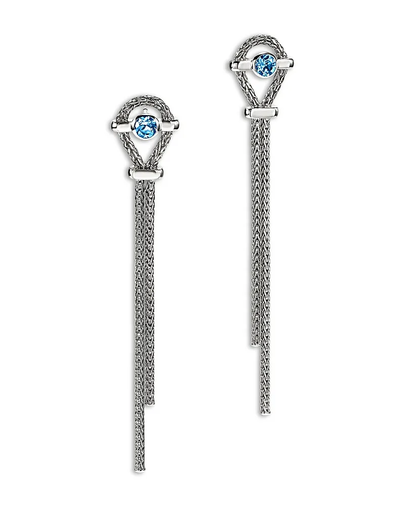 Sterling Silver Icon Swiss Blue Topaz Drop Earrings by John Hardy