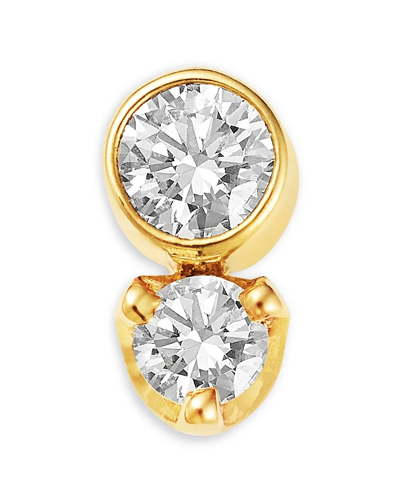 14K Yellow Gold Diamond Double Bezel Single Stud Earring, 0.08 Tcw by Zoë Chicco