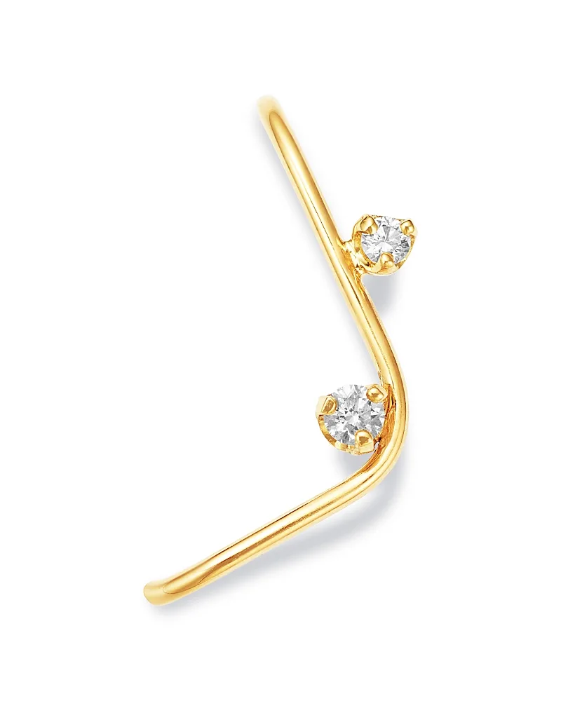 14K Yellow Gold Diamond Angled Single Ear Climber, 0.08 Tcw by Zoë Chicco