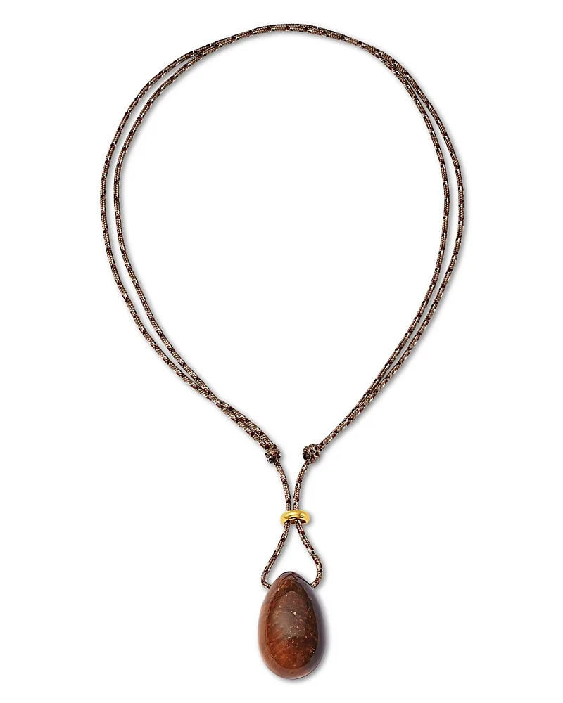 14K Yellow Gold the New Stone Age Tiger Eye Egg Paracord Adjustable Necklace, 24-44 by Zoë Chicco