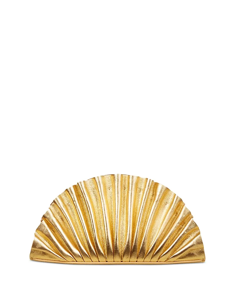Nala Mini Pleated Leather Clutch by Cult Gaia