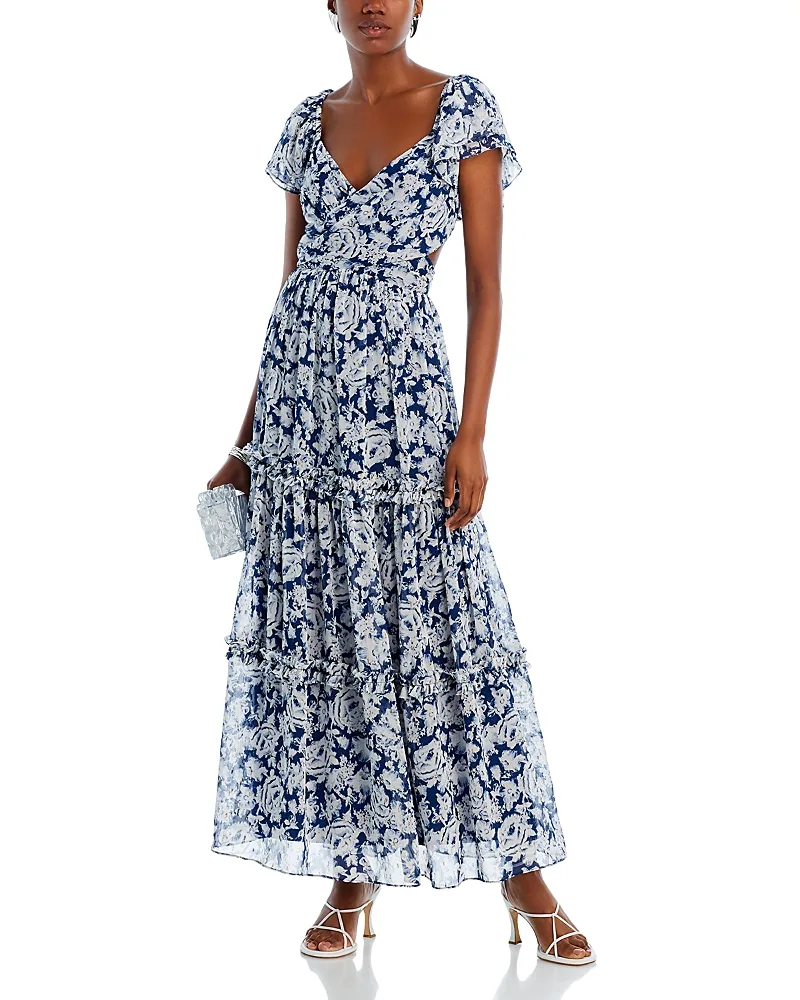Flutter Sleeve Tiered Maxi Dress by AQUA
