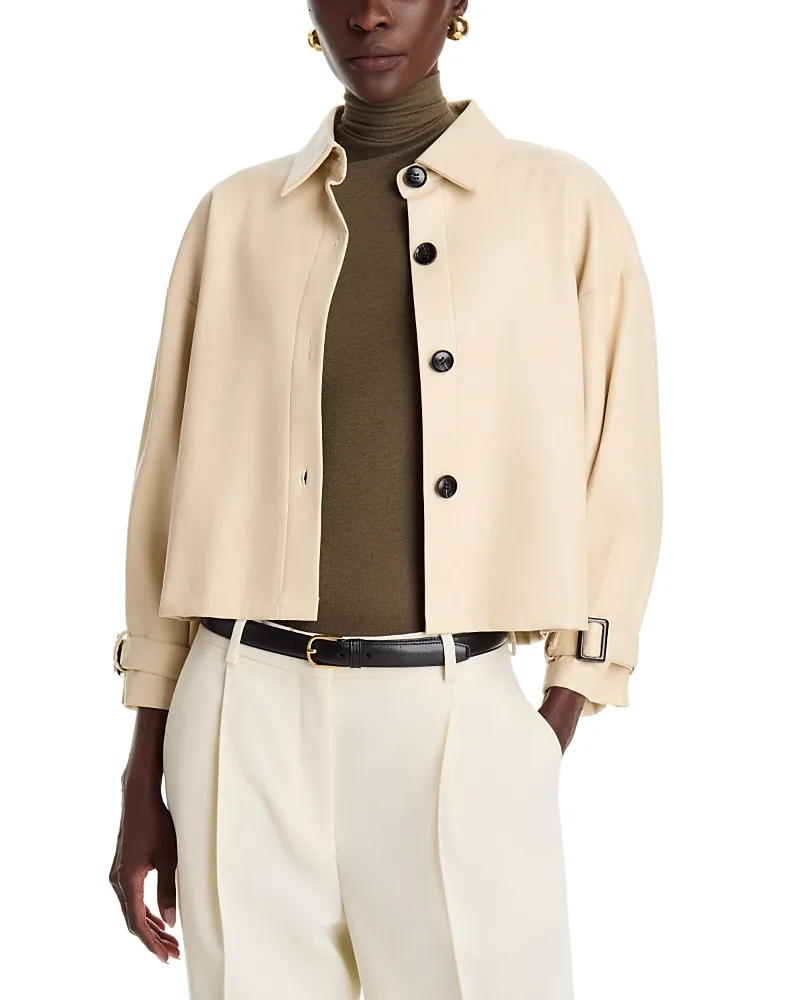 Faux Leather Short Trench Coat by Dolce Cabo