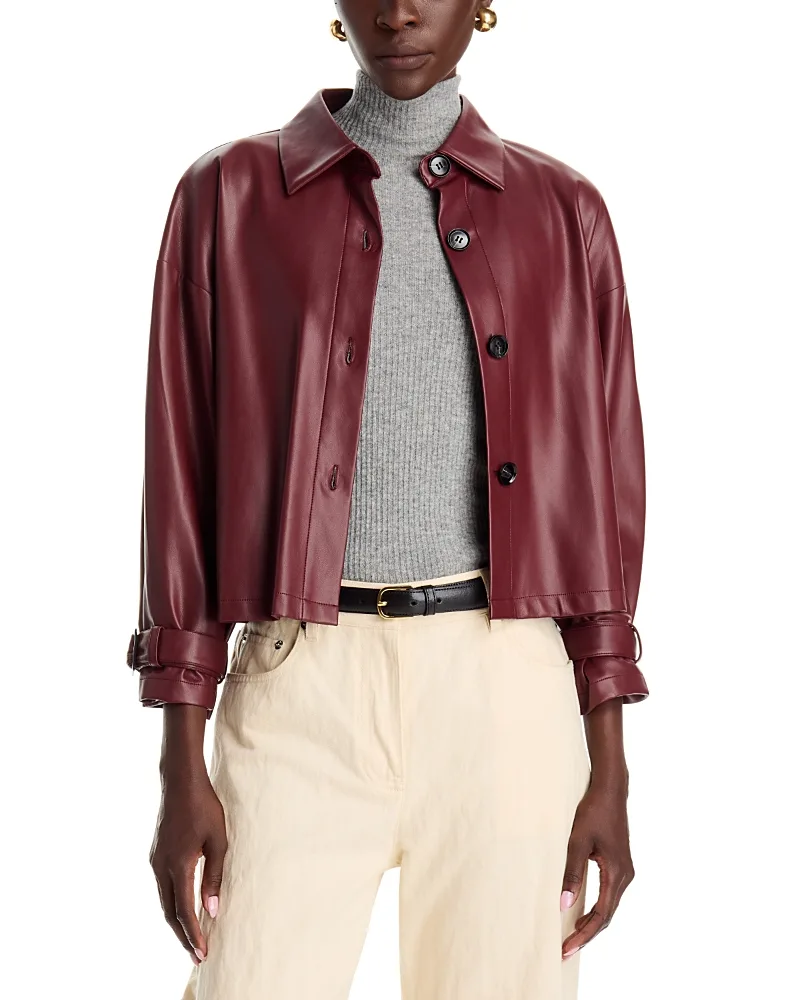 Faux Leather Short Trench Coat