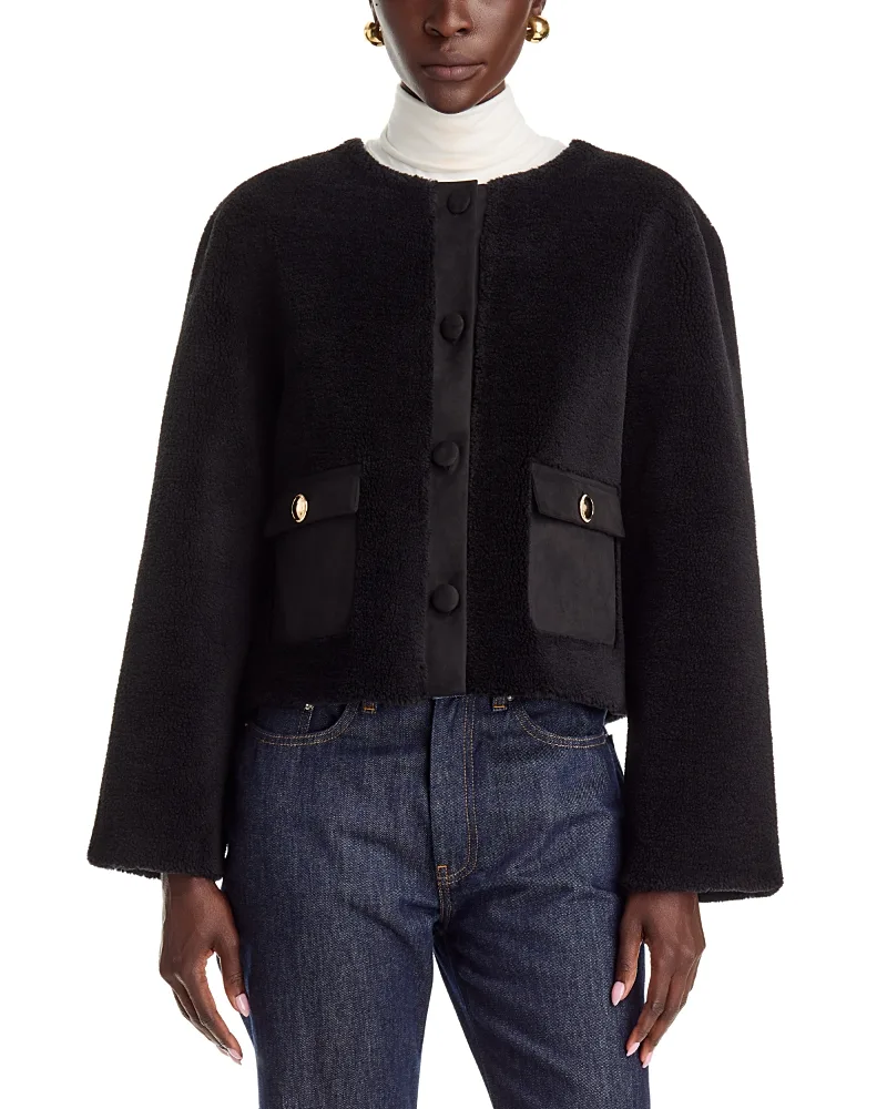 Faux Shearling Collarless Jacket by Dolce Cabo