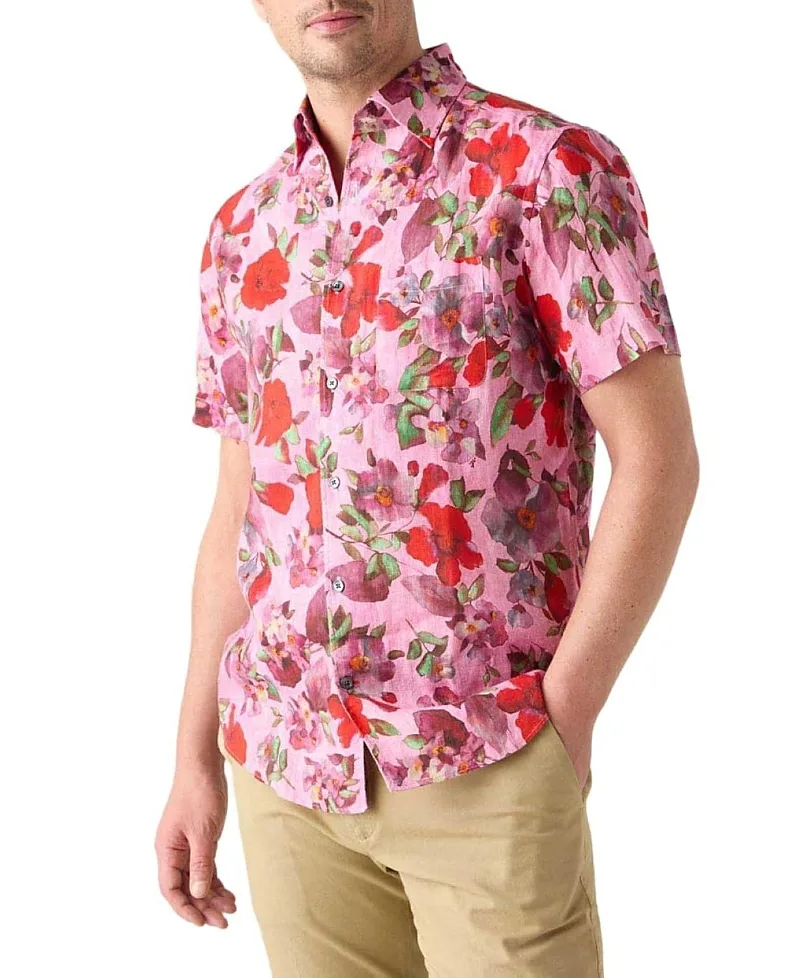 Morgan Printed Floral Linen Short Sleeve Shirt by Robert Talbott