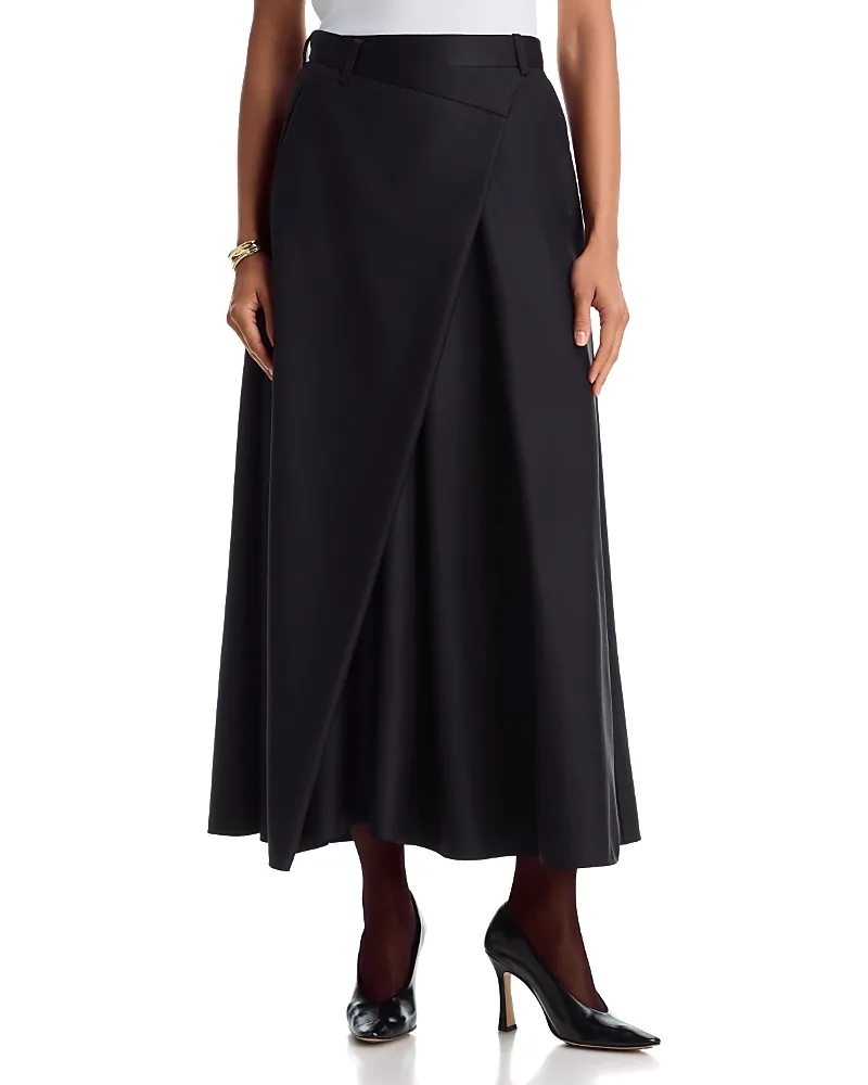 Tetchan Wool Blend Crossover Waist Midi Skirt by Heirlome